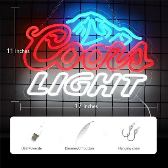 Coors LIGHT Beer Mountain LED Neon Sign Wall Decor Man Cave Restaurant Bar - Picture 3 of 7